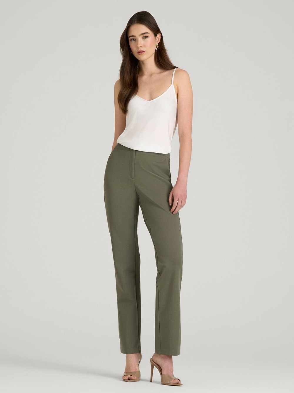FREEDOM FLEX STRAIGHT LEG DRESS PANTS FOR TALL WOMEN IN OLIVE - AMERICAN TALL